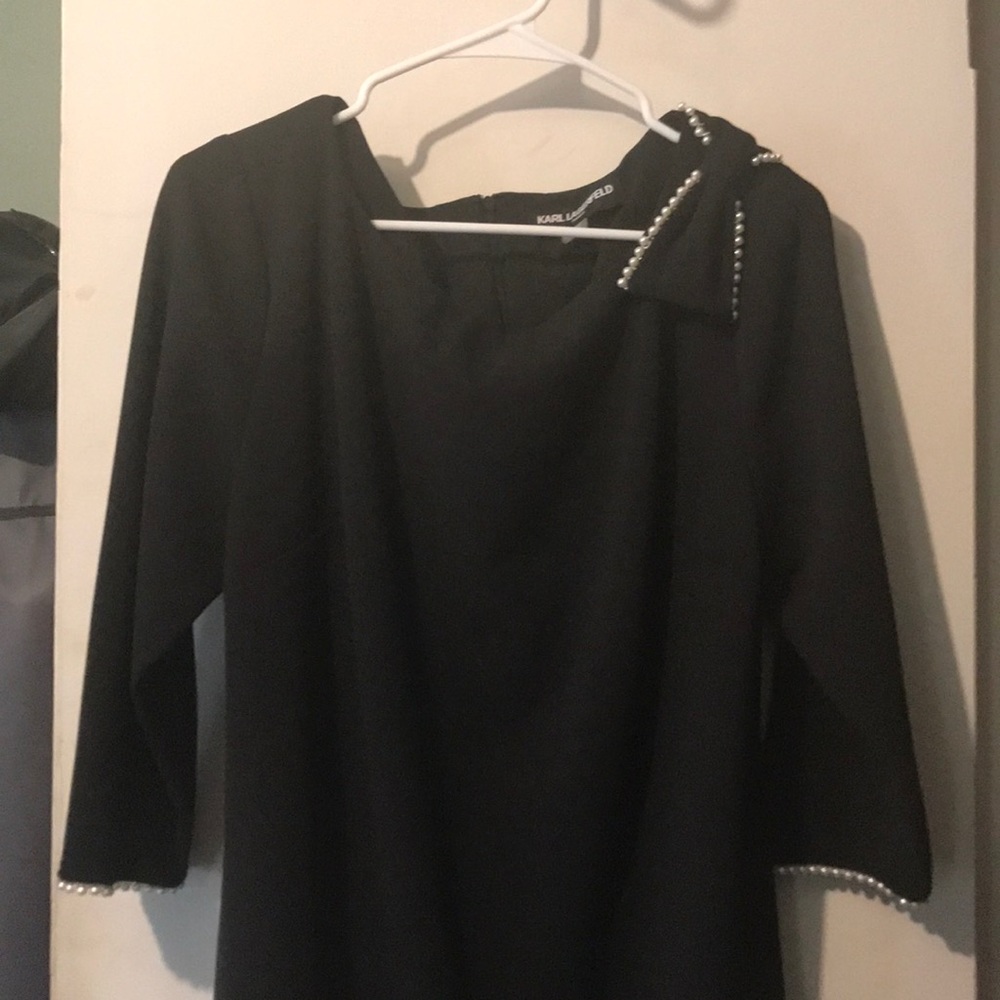 KARL LAGERFELD PARIS 14 BLACK SHIFT DRESS Pearl